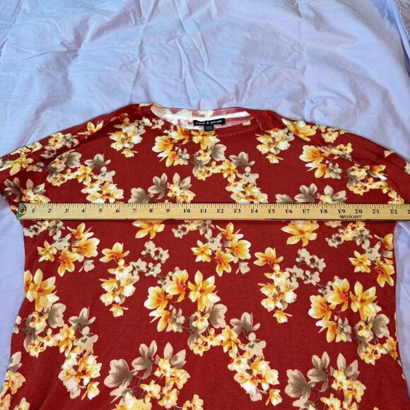 Cable & Gauge Women's sz Medium Crew Neck Long Sleeve Rust Floral Sweater Light - Picture 7 of 9